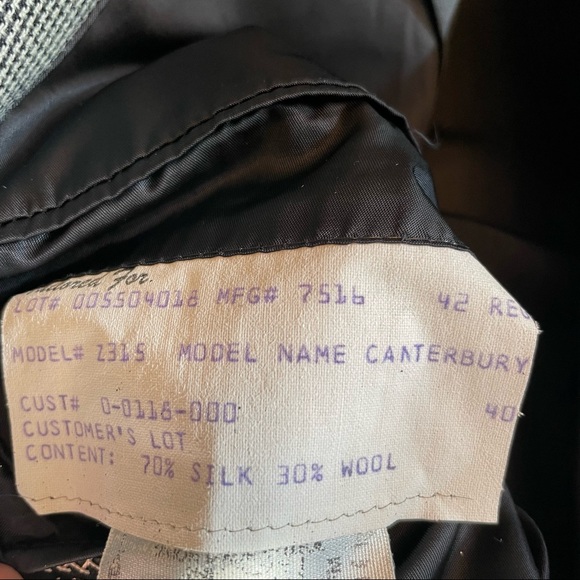 Hickey Freeman Men Silk Wool 2-button Houndstooth Suit Jacket Blazer Tan Black - Picture 4 of 8